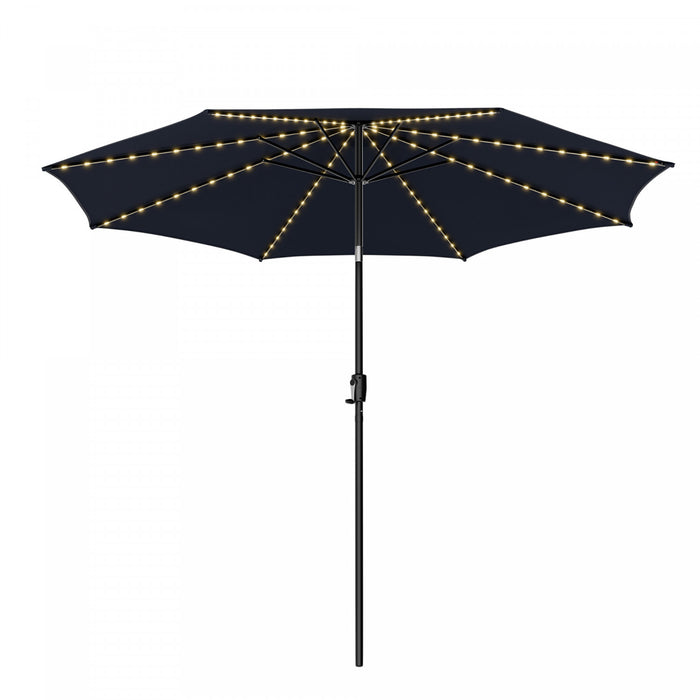 Costway Parasol de table de patio 10 FT avec 112 LED solaire, inclinaison avec manivelle, exterieur marine