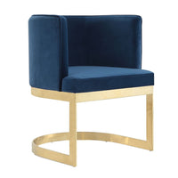Chaise de salle à manger Aura de Manhattan Comfort en velours - bleu roi et laiton poli