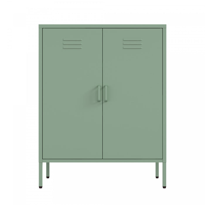 Armoire d’appoint moderne Naomi 32\" en metal vert sauge