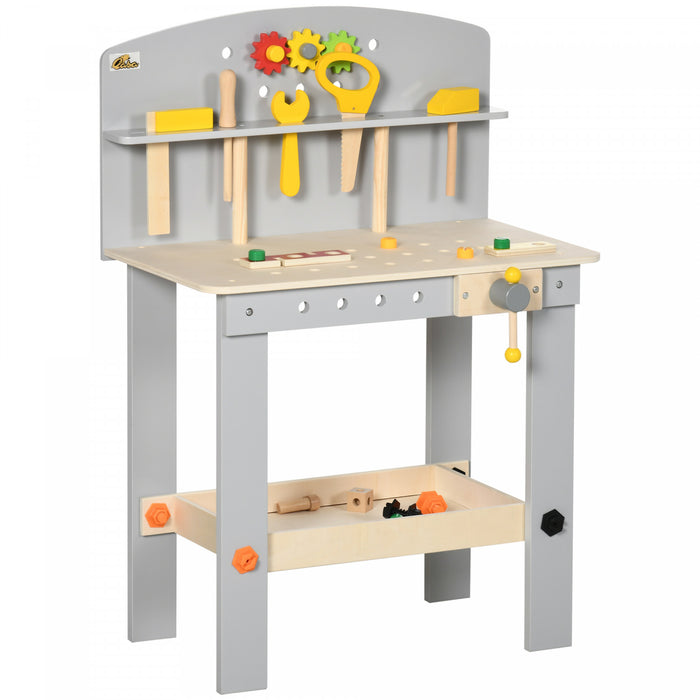 Etabli A Outils Qaba Pour Enfants Avec Etagere De Rangement, Jouet D'atelier De Construction 31 Pieces, Etabli De Jeu Pour Garcons Et Filles De 3 A 6 Ans