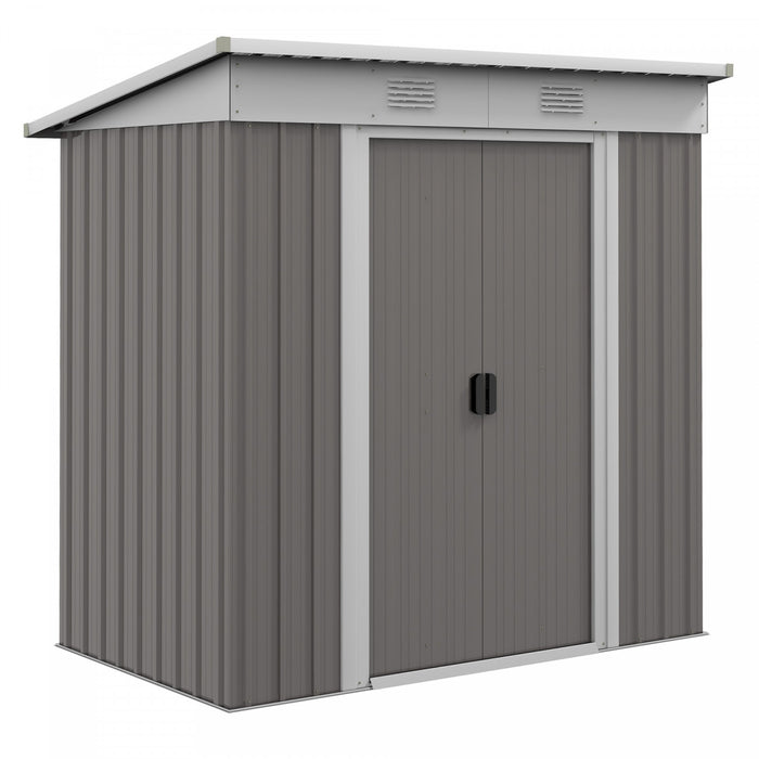 Outsunny Abri De Jardin Avec Portes Coulissantes Et Bouche D'aeration, Gris