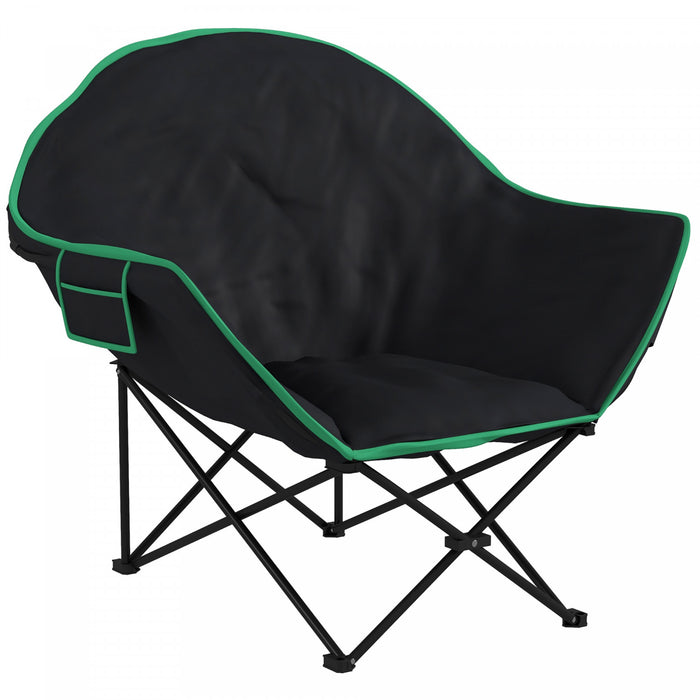 Outsunny Chaise de camping pliable rembourree avec sac de transport, poche de rangement et repose-pieds amovible pour exterieur, plage, pique-nique, randonnee, peche, voyage