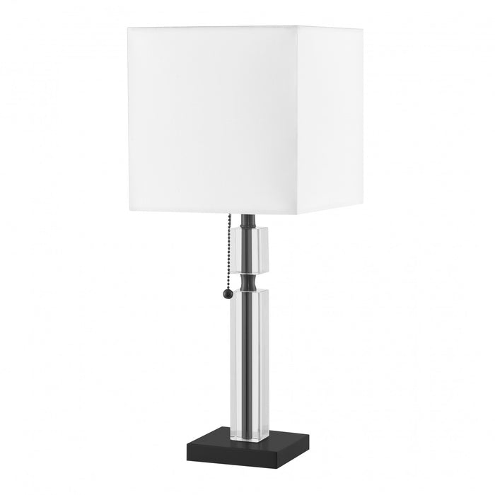 Lampe de table Fernanda de Dainolite avec abat-jour blanc, fini noir mat et 1 ampoule