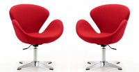 Fauteuil lounge pivotant moderne en tissu Raspberry rouge - Lot de 2