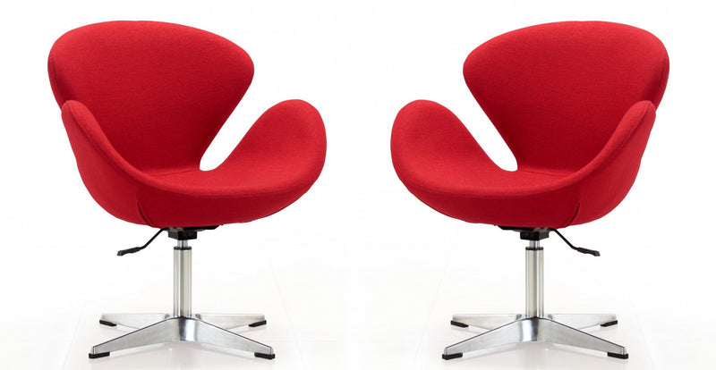 Fauteuil lounge pivotant moderne en tissu Raspberry rouge - Lot de 2