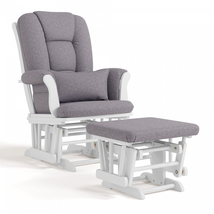 Storkcraft Tuscany Fauteuil bercant et pouf - Blanc avec gris swirl