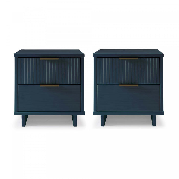 Table de nuit Granville Moderne 18\" en bleu minuit (2 tiroirs) - Lot de 2