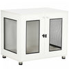 Pawhut Cage Pour Chien Table D'extremite Avec Coussin Resistant A L'eau, Meubles De Cage A Double Porte Pour Chiens De Taille Moyenne, Chenils En Fil De Bois Pour Une Utilisation En Interieur, Blanc
