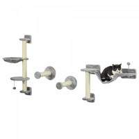 Pawhut Lot De 4 Etageres Murales Pour Chat Avec Hamac, Griffoir, Echelle, Marches, Plates-formes, Ba