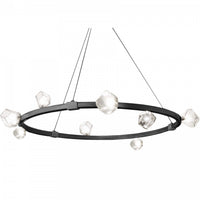 Lustre Pearlene de Dainolite en verre transparent, avec fini noir mat et 12 ampoules