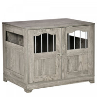 Pawhut Cage Pour Chien En Bois Avec Fenetres Multi-usage Portes Verrouillables Base Surelevee Pour C