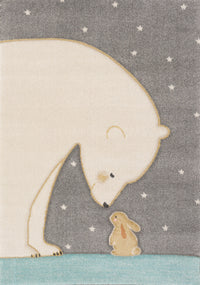Carpette à motif d’ours polaire avec lapin pour enfants - 5 pi 3 po x 7 pi 7 po