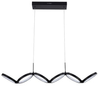 Luminaire suspendu horizontal Philo de Dainolite en silicone blanc qui diffuse la lumière, avec fini noir mat et ampoule à DEL de 50 W