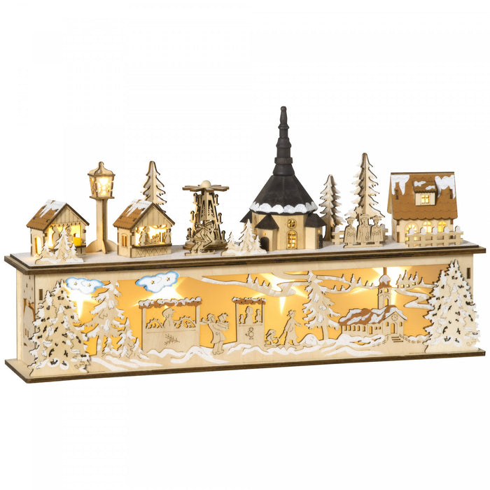 Homcom Maisons De Village De Noel Eclairees Par Led, Moulins A Vent, Eglise