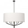 Lustre Eleanor de Dainolite avec abat-jour blanc, fini noir mat et 8 ampoules