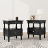 Aspen Nightstand Set of 2 with Drawers and Open Shelves, Black | Aspen Lot de 2 Tables de Nuit avec Tiroirs et Etageres Ouvertes, Noir