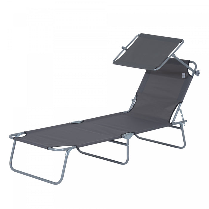 Chaise Longue Exterieure Outsunny, Pour La Plage, Le Camping, La Randonnee, Le Jardin, Grise