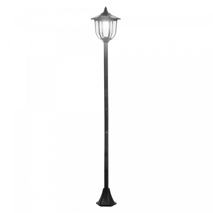 Luminaire Exterieur Solaire Lampadaire Lanterne Classique Led 60 Lm Max. Dim. 26l X 26l X 177h Cm Noir