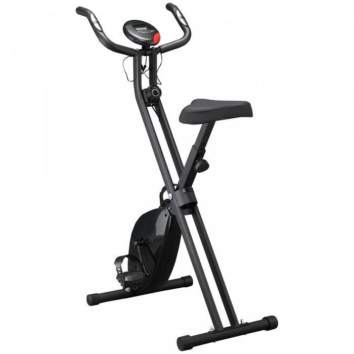 Soozier Velo D'exercice Magnetique Pliable A 8 Niveaux De Resistance X-frame Stationnaire Velo De Fitness Vertical Entrainement Cardio Avec Ecran Lcd Et Moniteur De Pouls Noir