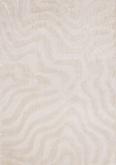 Lincoln Modern Luxurious Plush White Curves Area Rug - 6'7" x 9'6"|Carpette moderne, luxueuse et moelleuse Lincoln blanche à motif de courbes - 6 pi 7 po x 9 pi 6 po