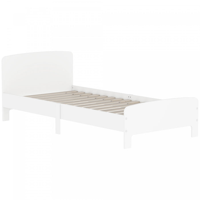 Qaba Lit pour tout-petits, cadre de lit pour filles et garcons, mobilier de chambre pour enfants de 3 a 12 ans, blanc