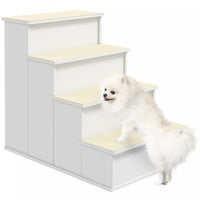 Pawhut Marche Escaliers 4 Niveaux En Bois Chien Pour Animaux De Compagnie Pour Lit Haut, Echelle De