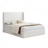 Liam Lit plateforme rembourre avec tete de lit a ailes, taille Queen, beige