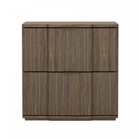Table de nuit Clive style milieu du siecle 56 cm en noyer et or (2 tiroirs)