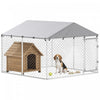 Enclos Couvert avec Porte Flexible pour Chiens Moyens et Petits