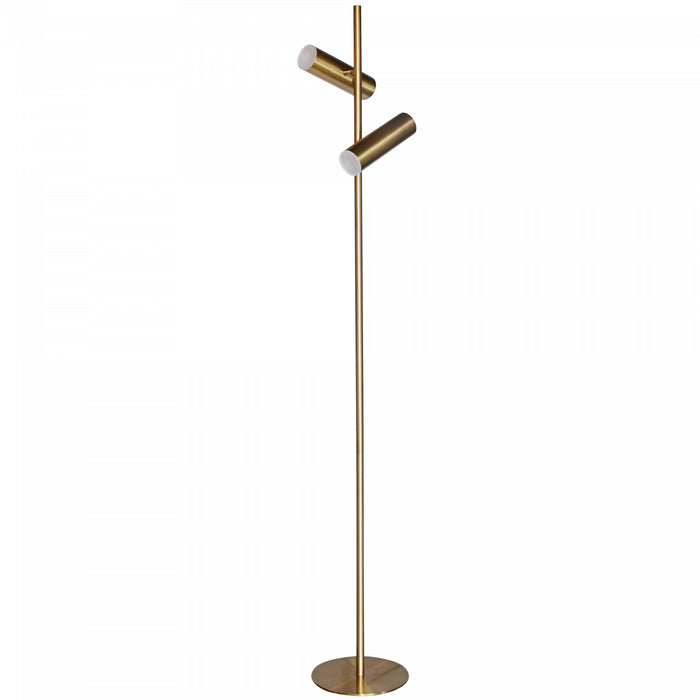 Lampe à pied Constance de Dainolite en acrylique givré qui diffuse la lumière, avec fini laiton vieilli et ampoule de 12 W