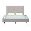 Lit Queen moderne Crosby en velours capitonne, coloris grege
