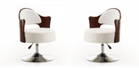  Fauteuil pivotant moderne en cuir vegetalien Bopper blanc - Lot de 2