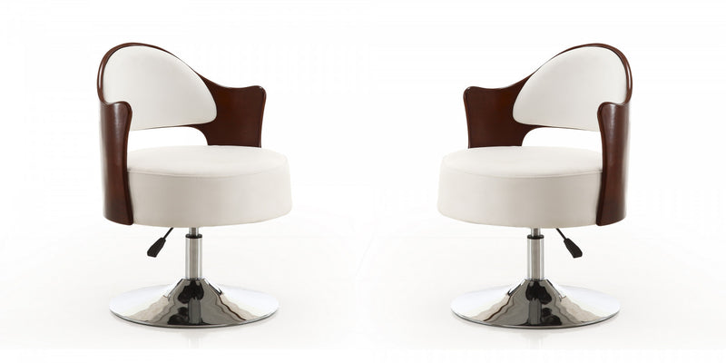 Fauteuil pivotant moderne en cuir vegetalien Bopper blanc - Lot de 2
