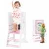 Costway Tout-petit Enfant Tabouret De Cuisine Aidant Bebe Tour Debout Avec Tableau Et Tableau Blanc Rose