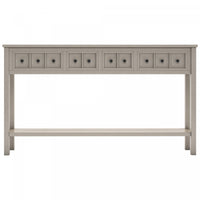 Table Console Michael En Bois Massif Pour Entree Avec Tiroirs De Rangement Et Etagere Inferieure - Gris