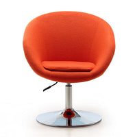 Chaise Hopper de Manhattan Comfort à hauteur réglable en chrome poli et en mélange de laine - orange