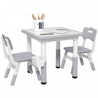 Qaba Ensemble Table Et Chaises Pour Enfants, 3 Pcs, Table Et Chaises Reglables En Hauteur Avec Range