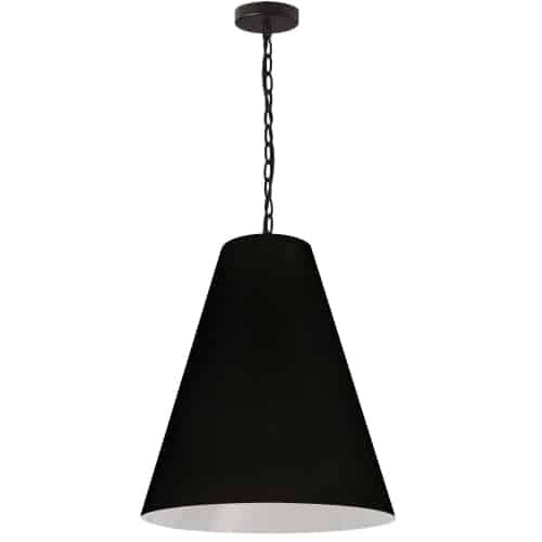 Luminaire suspendu moyen Anaya de Dainolite avec abat-jour noir et blanc, fini noir mat et 1 ampoule