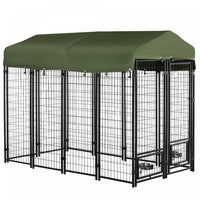 Pawhut Niche D'exterieur Pour Chien De 8' X 4' X 6' Avec Supports De Gamelle Rotatifs, Parc Pour Ani
