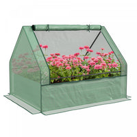 Outsunny Lit De Jardin Sureleve Avec Mini Serre, Jardiniere D'exterieur Galvanisee Avec Couvercle, P