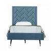Lit simple moderne Crosby en velours bleu
