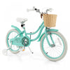 Costway 18\" Velo Enfant Avec Roues D'entrainement Reglable Guidon Siege Frein A Main Vert