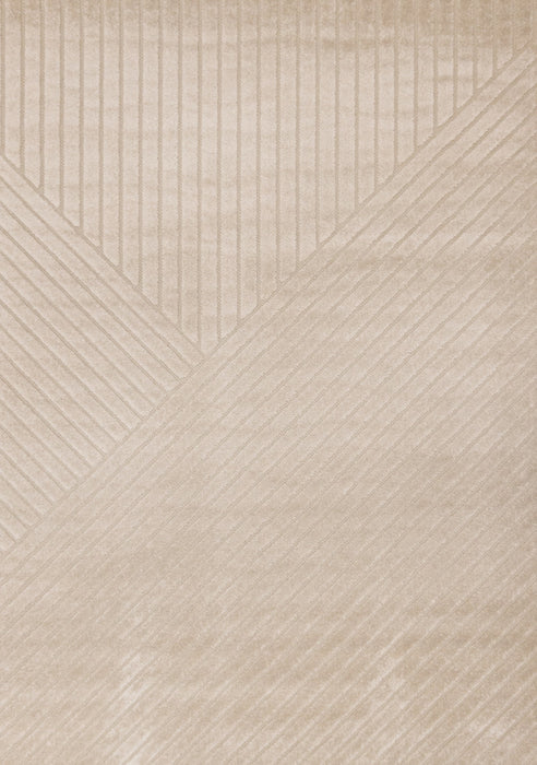 Tapis design a rayures angulaires beige Oslo, 6'7'' x 9'6''