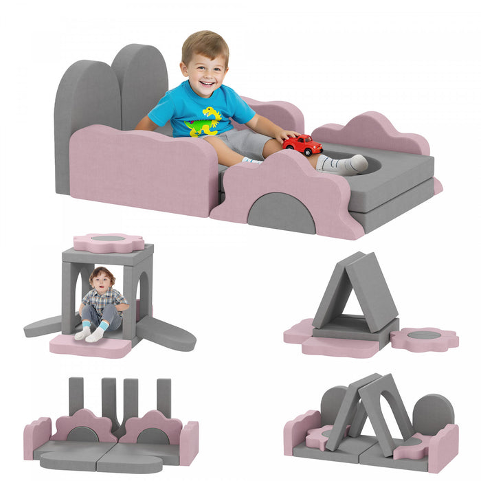 Qaba Jouets D'escalade 12pcs Pour Enfants, Blocs D'escalade En Mousse, Gris