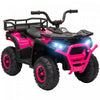 Qaba Quad, Vehicule Electrique Alimente Par Batterie 12 V Avec 4 Roues A Suspension A Ressort, Panier De Rangement, Phares Led, Musique, Pour Garcons Et Filles, Rose