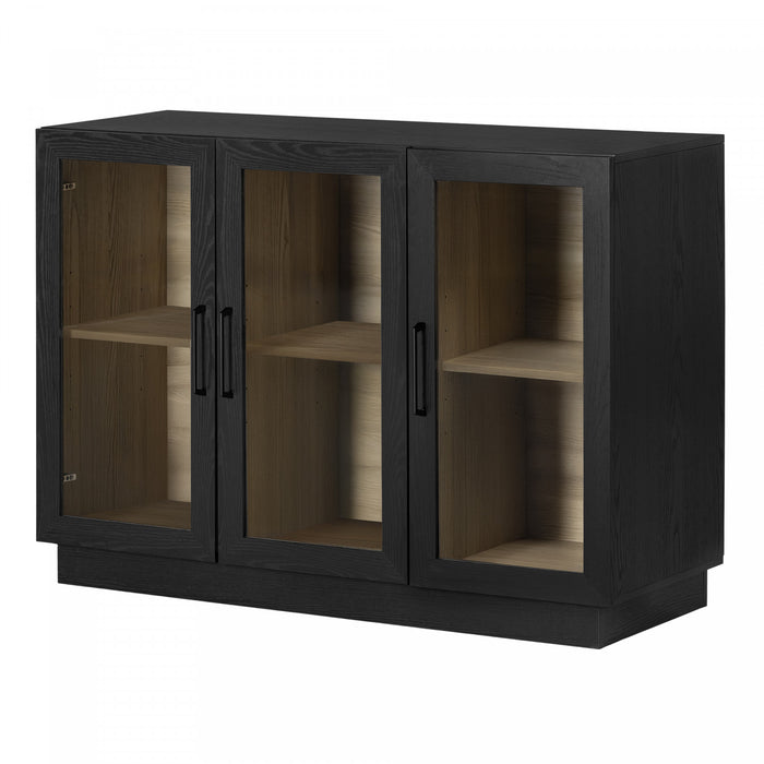 Arum Buffet contemporain pour salle à manger 3 portes avec portes Chêne noir et Frêne naturel, de Meubles South Shore
