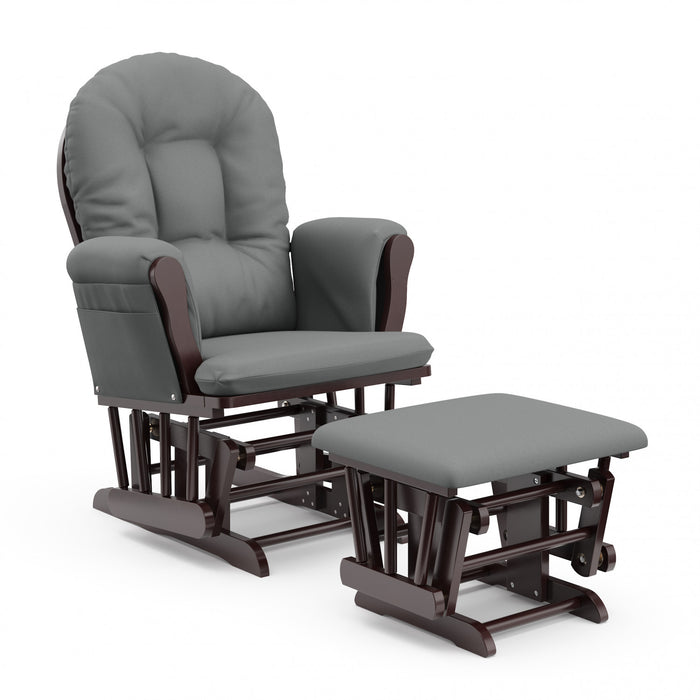 Storkcraft Hoop Fauteuil bercant et pouf - Espresso avec gris