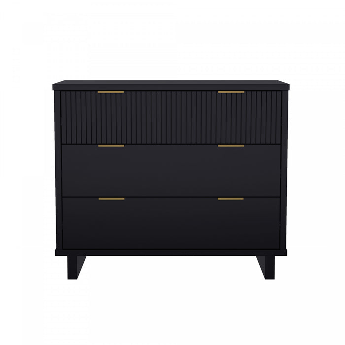 Commode contemporaine Elara 38\" en bois massif noire (3 tiroirs)