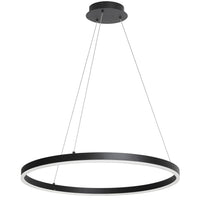 Lustre Circulo de Dainolite en acrylique blanc qui diffuse la lumière, avec fini noir mat et ampoule de 34 W