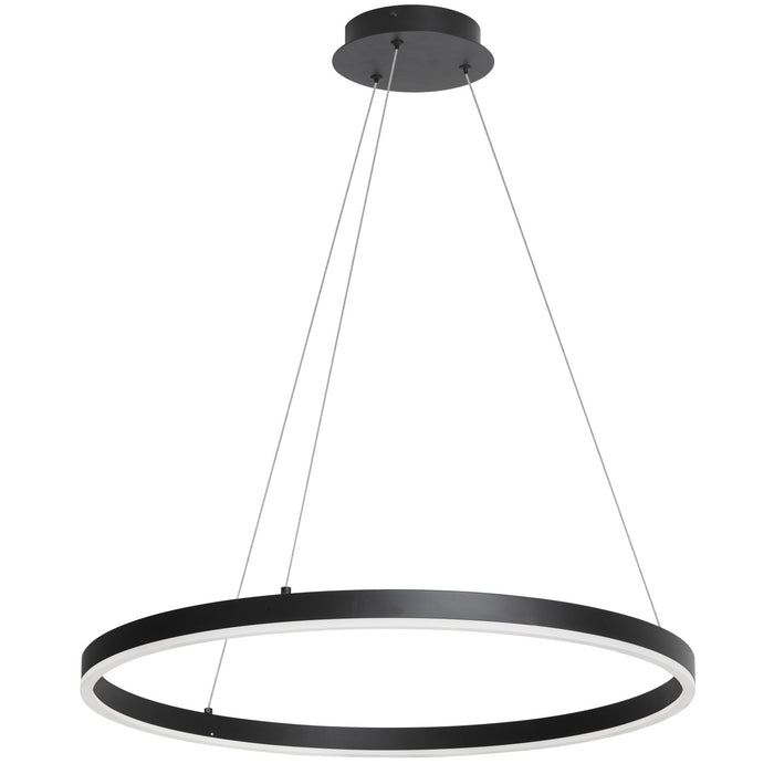Lustre Circulo de Dainolite en acrylique blanc qui diffuse la lumière, avec fini noir mat et ampoule de 34 W
